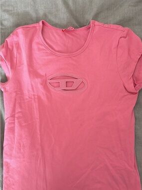 Women’s Pink Short Sleeve Tee with Oval Cutout Detail DISEL T-Angie T-shirt